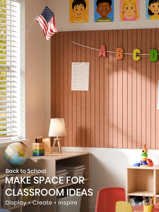Bumusty 48"x 36" Large Felt Bulletin Board Tiles, Terracotta | 12-Pack Cork Board Alternative, Wall Decor, 30 Pushpins, 60 Adhesive Tabs, Vision Board, Office, Classroom, Home, Dorm