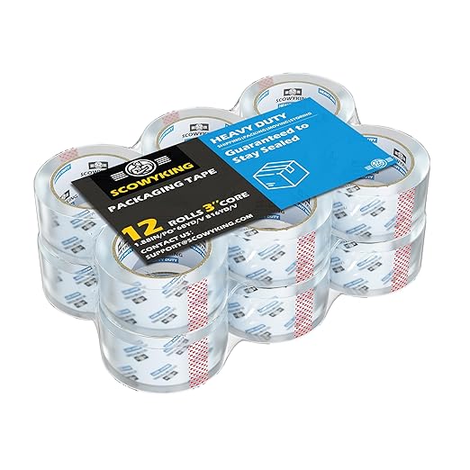 12 Rolls Clear Packing Tape, 1.88 Inch x 68 Yards, 2.7 Mil Thick - Heavy Duty Shipping Tape for Moving, Sealing Boxes, Packaging - Strong Adhesive, Crystal Clear, Residue-Free, Bulk Value Pack