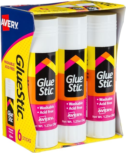 Avery Glue Stic - Washable, Glue Sticks for Classroom, Crafting, and Office Use, 1.27 oz., Pack of 72, White (98073)