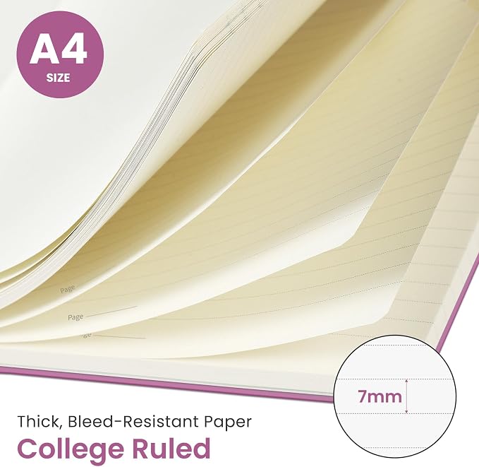 Taja Large Spiral Lined Notebook for Work, A4 Journal for Women & Men | Multi 8.5" x 11" Notebooks for Note taking, Writing & Journaling, College Ruled Pages, Plastic Cover, 6Pack