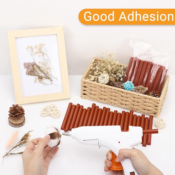 Brick Red Hot Glue Stick, Manarty 48 PCS Full Size 0.43" Dia x 4" Long Hot Melt Glue Sticks, Adhesive EVA Glue Sticks Standard for Seal Stamp DIY Art Craft Decoration Office Project