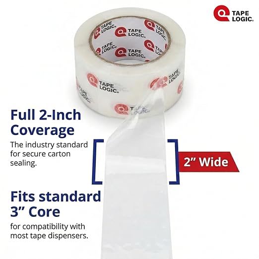 Tape Logic Packing Tape (1-Roll), 2" x 55 yd - Heavy Duty Packaging Tape Refill for Shipping, Moving, Order Fulfillment, Hot Melt 2.2 Mil