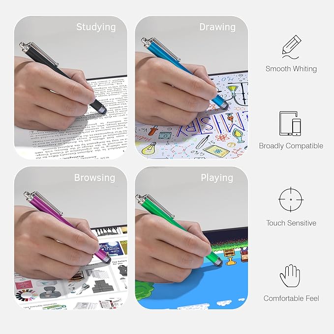Stylus Pens for Touch Screens, Abiarst High Precision Universal Stylus for iPad iPhone Tablets Samsung Galaxy All Capacitive Touch Screens (10-Pack)