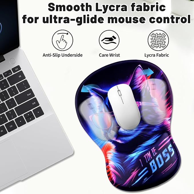 Ergonomic Mouse Pad with Wrist Rest - Gel Wrist Support Mousepad with Non-Slip PU Base for Computer, Laptop, Office & Home