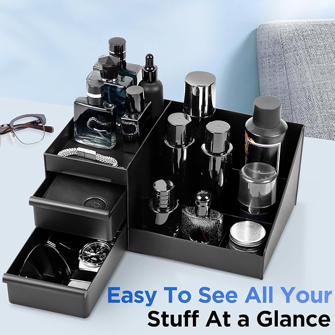 Cologne Organizer for Men，Perfume Organizer，Bathroom Organizer，Men Gifts | Bathroom Counter Organizer，Desk Organizer，Cologne Shelf，Room Decor for Men，Dresser Organizer Countertop，Gifts for Boyfriend