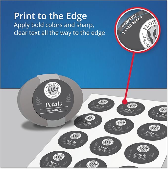 Avery Printable Round Labels, Sure Feed Technology, Glossy White Labels, 2" Diameter, Permanent Adhesive, Laser/Inkjet, 120 Total (22807)