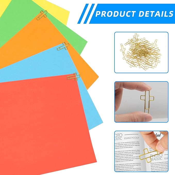 50 PCS Gold Cross Paper Clips Bible Paper Clips - Versatile Bible Study Supplies for Christian Office and Home, Also Great as Journaling Papers Clip and Bookmarks