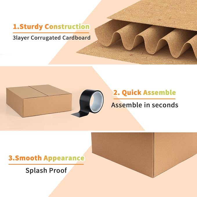 Rempry Brown 12x12x4 Shipping Boxes Set of 15, Corrugated Cardboard Box for Mailing, Packaging Small Business, Kraft Mailer Gift Boxes