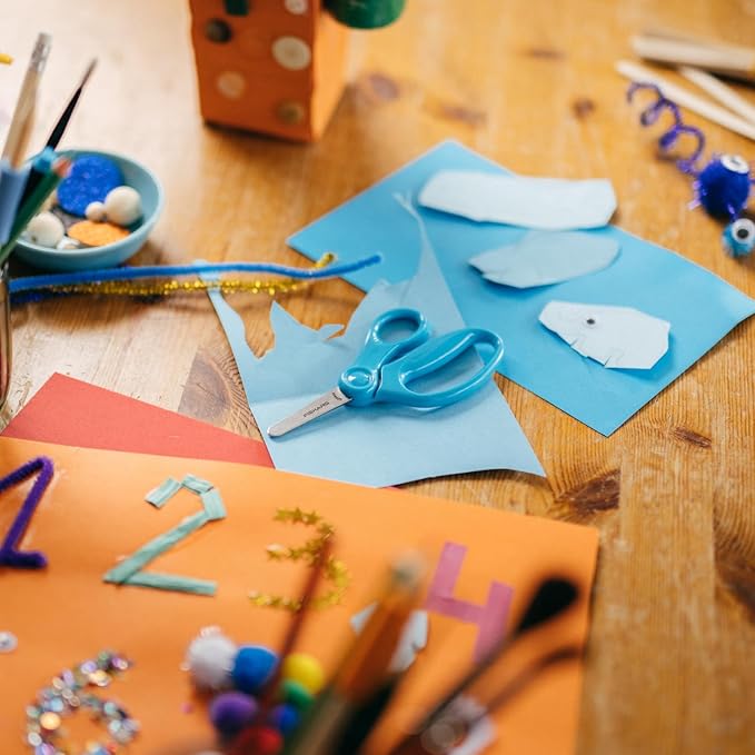 Fiskars 5" Blunt-Tip Scissors for Kids Ages 4-7, For School or Crafting, Turquoise (Pack of 1)