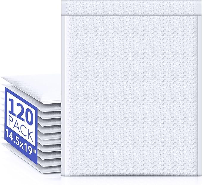 Fuxury Bubble Mailers 14.5x20" 120 Pack White Extra Large Padded Envelopes Usable Size 14.5x19" Self Seal Bubble Envelopes Padded Mailers Shipping Bags for Mailing book Clothes Small Business #7