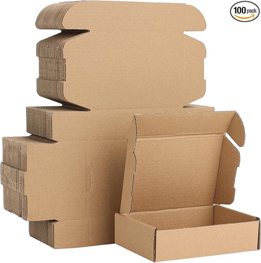 100 Pcs 6 X 4 X 1.6 Inches Shipping Boxes Corrugated Cardboard Boxes Mailing Packaging Boxes for Packing Moving Storage Small Items Small Shipping Mailer Box