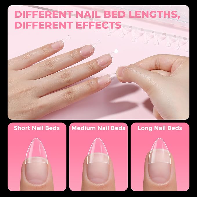 UNA GELLA Short Almond Gel Nail Tips: 504PCS Acylic Nail Tips Almond Shape | Extra Short Pre Etched Half Cover 12sizes Salon Quality Soft Press On Nails DIY for Home Nails Extension