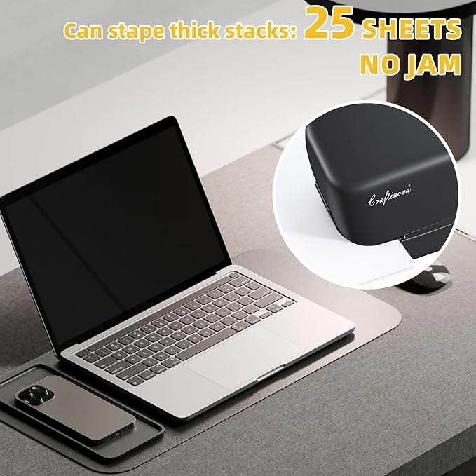 Electric Stapler, 25 Sheet Automatic Stapler, Include 2000 Staples and 1 Staple Remover, Jam Free, Professional and Home Office，Battery not Included，AC or Battery Powered