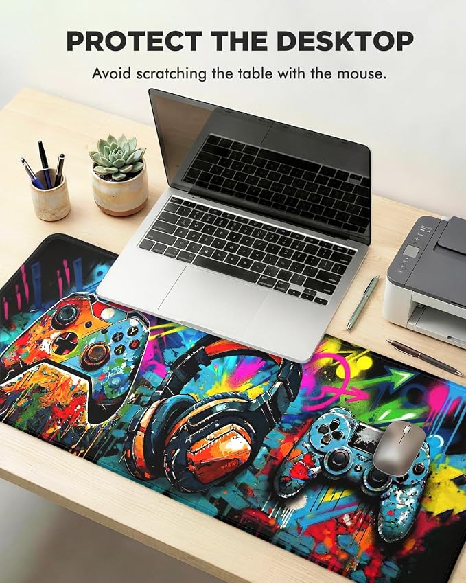Mouse Pad, Desk Mat, 31.5x11.8in Large Mousepad, Game Console | Desk Pad with Stitched Edge & Rubber Non-Slip Bottom, Gaming Mouse Pad, Extended Mousepad for Home, Office