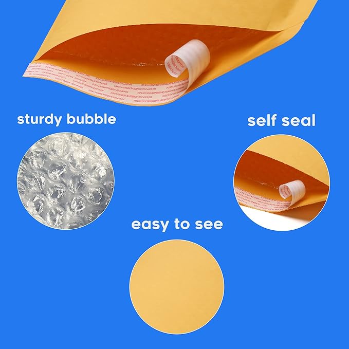 The Boxery 12.5”x19” Kraft Bubble Mailers | 50 Padded Envelopes Included - Self Sealing Shipping Bags -#6