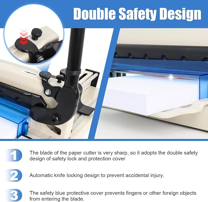 400 Sheet Heavy Duty Paper Cutter with HSS Blade, Industrial Paper Trimmer | Commercial Paper Cutter with Steel Base, Dual Safety Lock and Protective Cover for Print Shops, Schools, Offices and Crafts