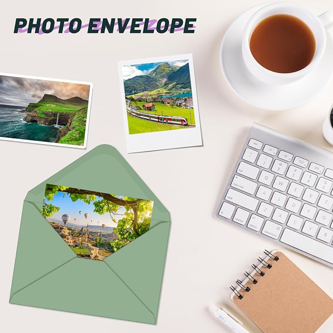 50 Pack 4x6 Envelopes Green A4 Envelopes for Invitations envelope with sticker, Printable, Self Seal for Weddings, Invitations, Photos, Postcards, Greeting Cards, Mailing（sage-green）