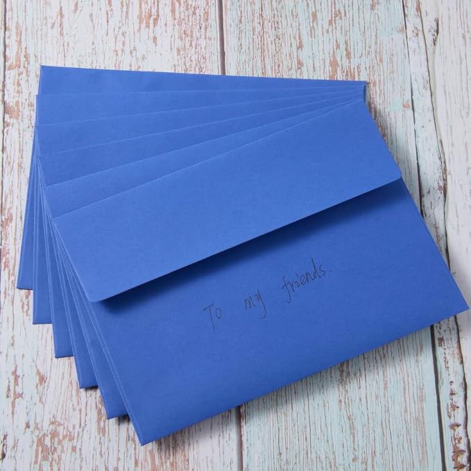 100 Pack A7 Envelopes Self-Adhesive, 5.24 x 7.21 Inches, Blue | 5x7 Envelopes For Invitations, 5x7 Greeting Cards