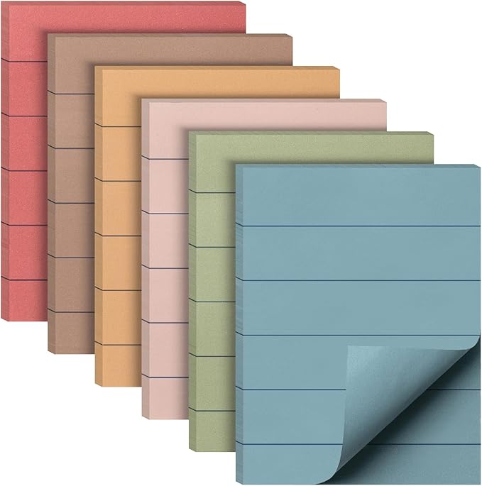 Mr. Pen- Lined Sticky Notes, 1.5"x 2", 6 Pads, 60 Sheets/Pad, Vintage Colors, Small Sticky Notes with Lines, Sticky Note Pads, Mr Pen Sticky Notes Small, Stocky Notes for Bible Journaling