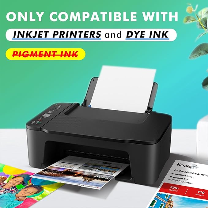 Koala Thin Presentation Paper Double-Sided Matte for Printing Photo 8.5X11 Inches 110 Sheets, Compatible with Inkjet Printer