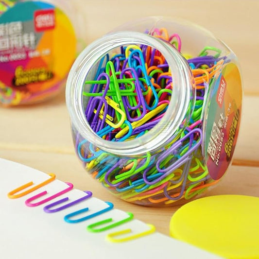 Coideal Colored Small Paper Clips Vinyl Coated, 200 Pack 28mm Assorted Color Mini Paperclips Holder Colorful for School, Office
