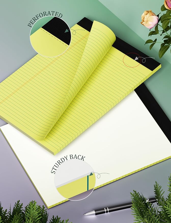 6 Pack Yellow Legal Pads 8.5 x 11, College Ruled Lined Writing Note Pads | Narrow Ruled Yellow Paper Pads 8.5x11 Legal Pad 8.5x11 Pads of Paper 30 Sheets Writing Pad Legal Notepads