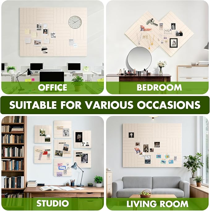 48" x 36" Large Felt Bulletin Board 1/2" Thick, Oatmeal | 12 Pack Felt Tiles, Cork Board Alternative, 60 Adhesive Tabs, Pin Board for Home Office Decor with Easy Install