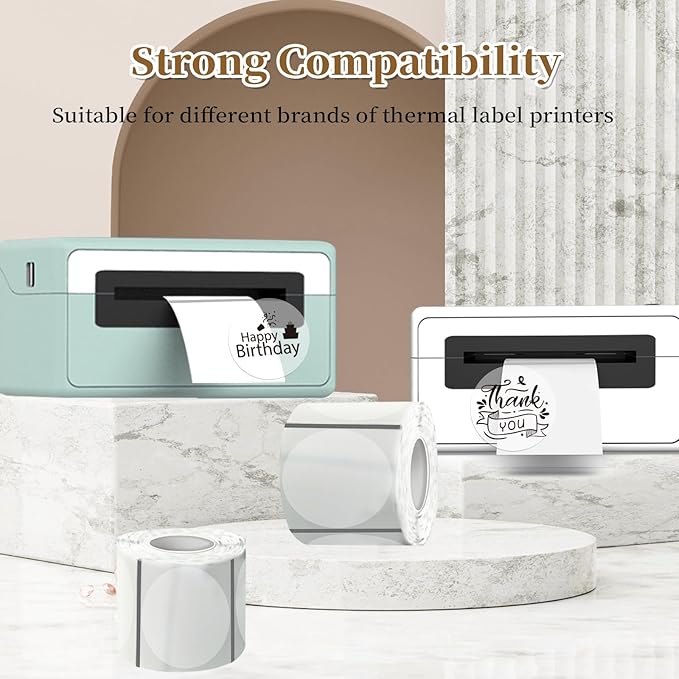 2 Inch Holographic Thermal Labels,Transparent Round Thermal Printer Labels,Printable Round Thermal Printer Labels Self-Adhesive Direct Thermal Label(300pcs Transparent)