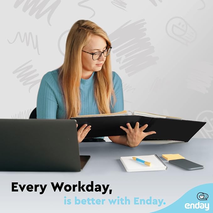 Enday 1/2 Inch Binder, Black 3 Ring Binder, 0.5 Inch Heavy Duty Three Ring Binder, 100 Sheets Capacity - for Home School and Office