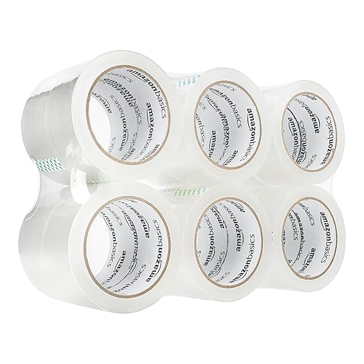 Amazon Basics Packaging Tape for Shipping, Moving, Storing and Sealing, Clear, 1.88 in x 54.6 yds, 36-Pack