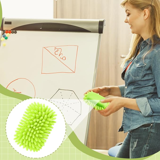 Zonon 4 Pcs 5" x 3" Dry Erase Eraser, Green, Yellow, Gray | Microfiber Shag Washable Whiteboard Erasers for Markers and Chalk, Reusable Board Cleaners, Classroom Office Home Use