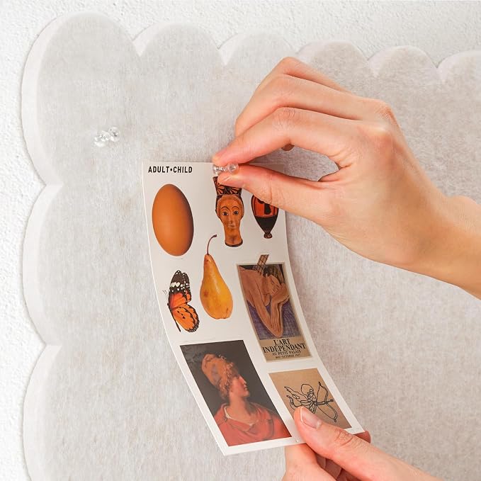 Scalloped Bulletin Board 48x36 inches, Decorative Felt Pin Board for Wall | Cute Cork Board Alternative with Push Pins, Foldable Display Vision Board for Photos, Notes & Reminders