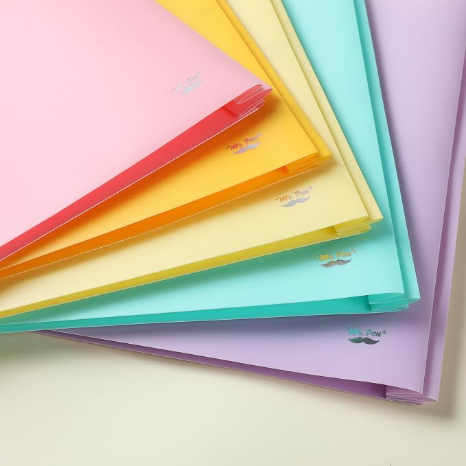 Mr. Pen- Plastic Folders with Pockets and Prongs, 15 Pack, Letter Size | Pastel Color, Flexible Plastic Folders with Prongs