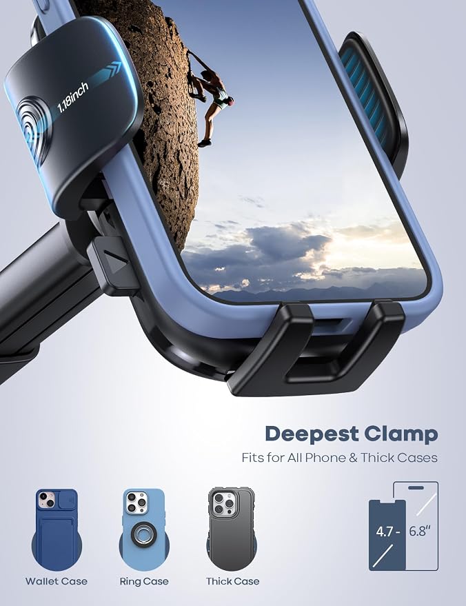 Lamicall Car Phone Holder Military-Grade Suction Cup Dashboard Windshield | 360° Rotation Phone Holders for Your Car, Quick Release Adjustable Phone Mount for Car Truck for iPhone 17 16 15 14 Pro Max