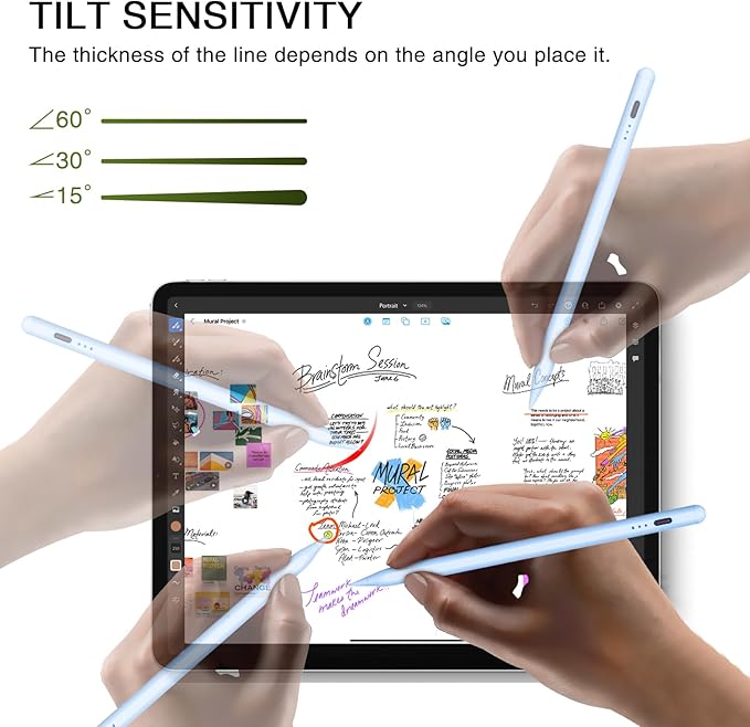 Stylus Pen for iPad 2018-2025, 15 Mins Fast Charging Pencil (1st Generation) with Tilt Sensitivity Magnetic Digital Pens for iPad 6-11, Air 3/4/5/M2/M3, Mini 5/6/7, Pro 11"/12.9"/M4/M5 (Blue)