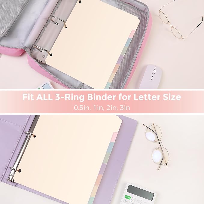 SKYDUE 8 Tab Write & Erase Durable Plastic Dividers for 3 Ring Binders | Letter Size Binder Dividers with Sticker Labels,Aesthetic Pastels Divider Perfect for School, College & Office Life,1 Set