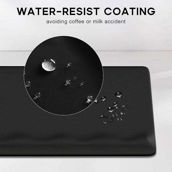 JIKIOU Large Mouse Pad with Wrist Rest, Desk Pad with Built in Wrist Rest, Waterproof Gaming Mouse Pad with Non-Slip Base for Typing Pain Relief Black 29.5x14.9 inch