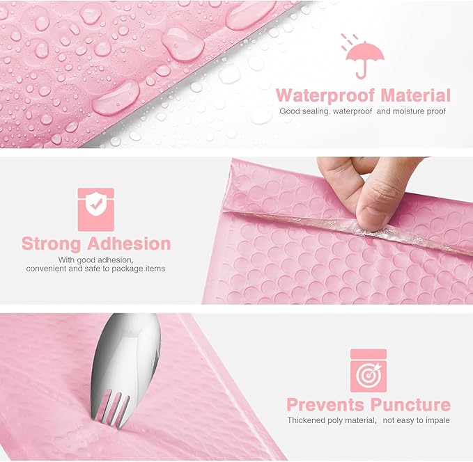 Metronic 1000 Pack Bubble Mailer 6x10 Inch Light Pink,Usable Size 6x9" Waterproof Padded Envelopes,Self-Seal Modern Bubble Mailers Cushioning for Shipping,Jewelry Makeup Supplies,Gift Packaging Bulk