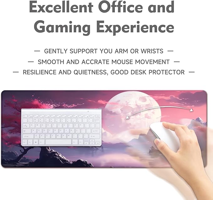Mouse Pad Gaming Mouse Pad Desk Pad XL Large Mouse Mat Keyboard Mat Office Desk Decor AccessoriesKeyboard Mat Office Desk Decor Accessories (Pink Ink Painting One)