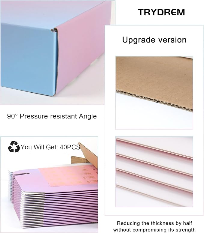 11x8x2 Inch Shipping Boxes 40 Pack, Purple Gradient Mailer Packaging Box, Corrugated Cardboard Boxes for Gift Small Business Literature
