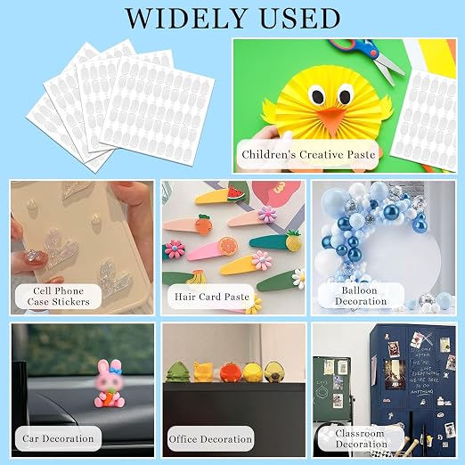 200PCS Adhesive Stick Dots Clear Double Sided Adhesive Putty with Pull Tabs,Removable Sticky Tack Glue Dots for Wall Hanging Crafts Balloons Festival Party Decorations Picture Poster Classroom Decor