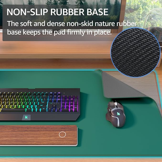 KTRIO Large Gaming Mouse Pad, Desk Mat, 31.5 x 15.7 in, Forest Green, XXL | Smooth Micro-Weave Surface, Artistic Pattern Design, Non-Slip Rubber Base, Durable Stitched Edges, Office & Home Use