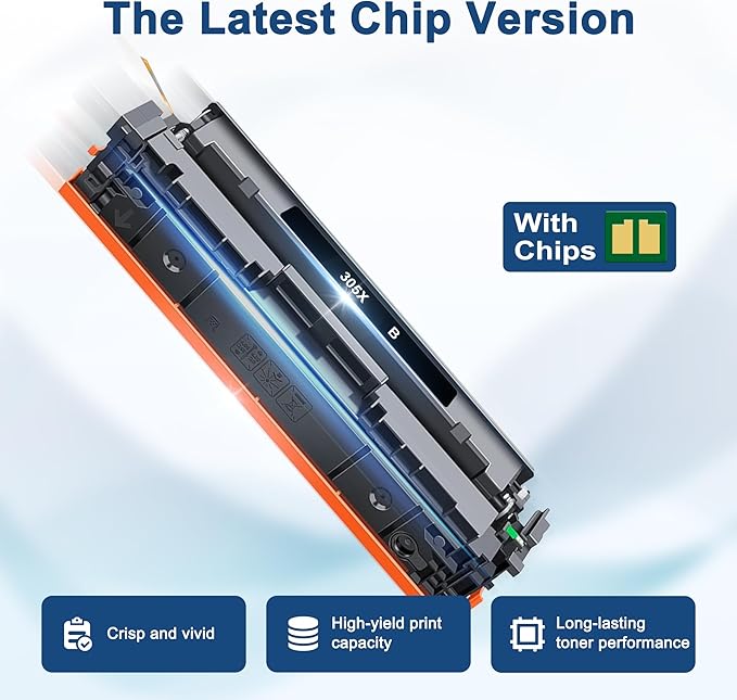 305X Toner Cartridge 4 Pack (with Chip) Compatible for HP 305X 305A Replacement for HP Color Laser Jet Pro 400 Color MFP M451dn M451dw M451nw M475dn M475dw M375nw Printer (Black/Cyan/Magenta/Yellow)