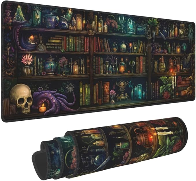 Library Mysterious Mouse Pad XL Large Mousepad Non Slip Rubber Base Desk Mat for Laptop Computer Gaming 31.5" X 12"