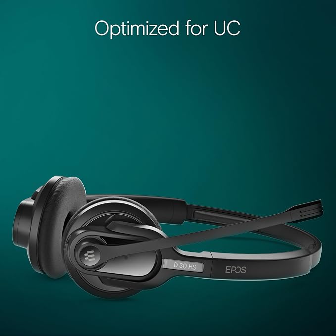 EPOS Impact D 30 Phone - Wireless DECT Dual Ear Headset for Connection to a Desk Phone, Black