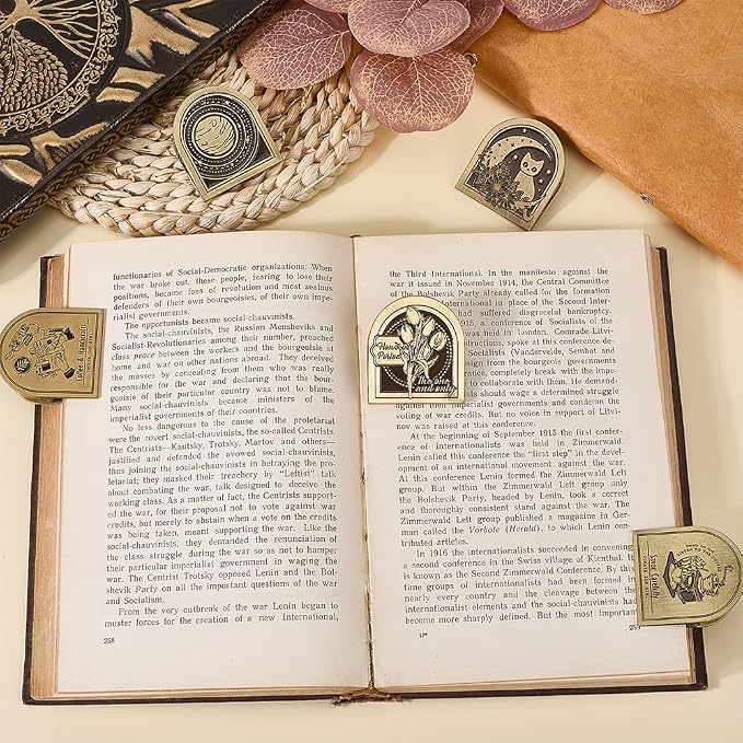 CRASPIRE Tulip Flower Journal Metal Clip Vintage Travelers Notebook Book Bill Binder Clips Holder Alloy Antique Bronze Decorative Travelers for TN Travelers Art Reading Decoration Accessories
