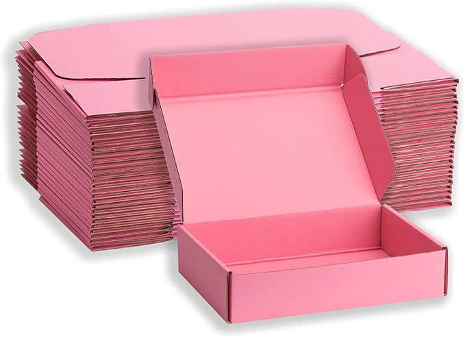 Small Shipping Boxes 9x6x2 Inches – Pink Corrugated Cardboard Boxes (20-Pack) for Mailing, Packing, Small Business & Gift Packaging - Recyclable & Sturdy
