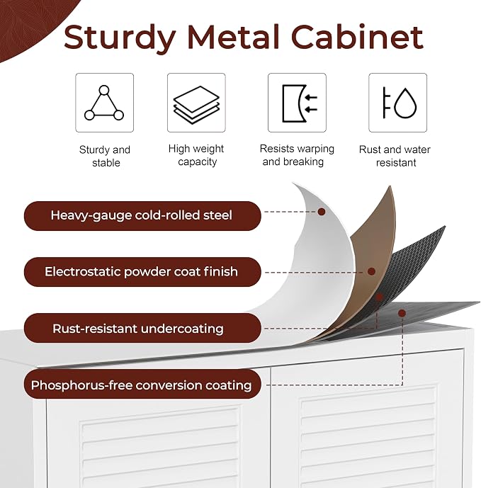 90" Tall Kitchen Pantry Cabinet, Metal Storage Cabinet with Doors | Kitchen Cabinet with 4 Adjustable Shelves, White Freestanding Cupboard for Kitchen, Garage, Living Room, Home Office, School