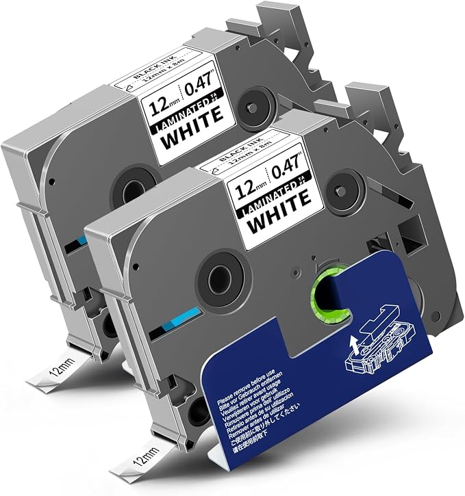 TZe-2312PK Label Tape Compatible for Brother Label Maker Tape | TZe-231 Tape 12mm 0.47 White 1/2 Inch Work for P Touch PTD220 PT-D200 PT-D210 PTH100 PT-D400 PTD600 Label Maker