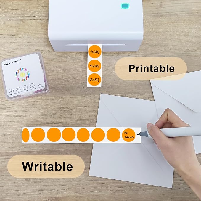 1 Inch Round Thermal Sticker Labels,Color Dot Stickers,Label Stickers,Waterproof,Oil Proof,for Thermal Printers,DIY,Office,Retail,Home and Warehouse Organization(Orange,1000 Pcs)